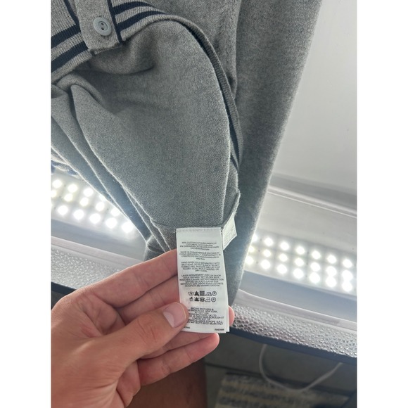 Brooks Brothers 346 Mens Gray/Navy Cotton Cashmere V Neck Cardigan Sweater XL - Picture 6 of 8